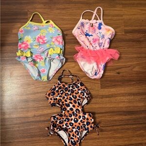 Cat & Jack Girls' Swimsuit - Orange and Black Leopard Print